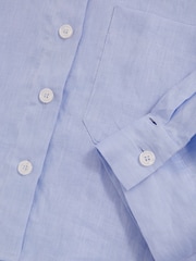 Reiss Blue Solena Linen Oversize Cropped Shirt - Image 8 of 8