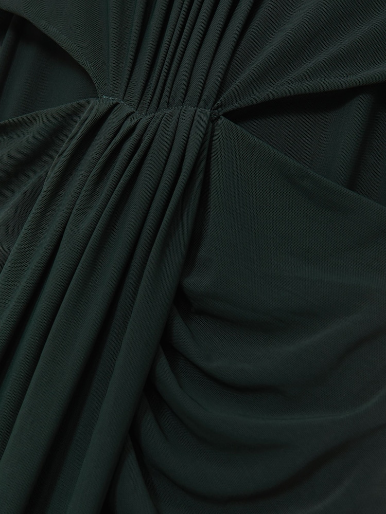 Reiss Dark Green Danni Ruched Long-Sleeve Maxi Dress - Image 6 of 6
