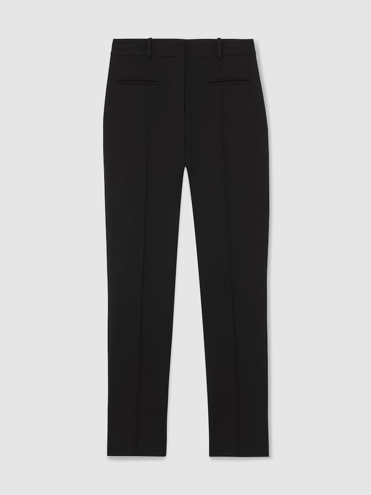 Reiss Black Norla Petite Pintuck Tapered Trousers - Image 2 of 7