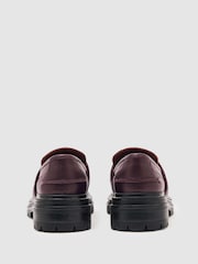 Reiss Burgundy Athena Leather Strap-Detail Lug-Sole Loafers - Image 4 of 5