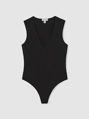 Reiss Black Wren V-Neck Sleeveless Bodysuit - Image 2 of 6