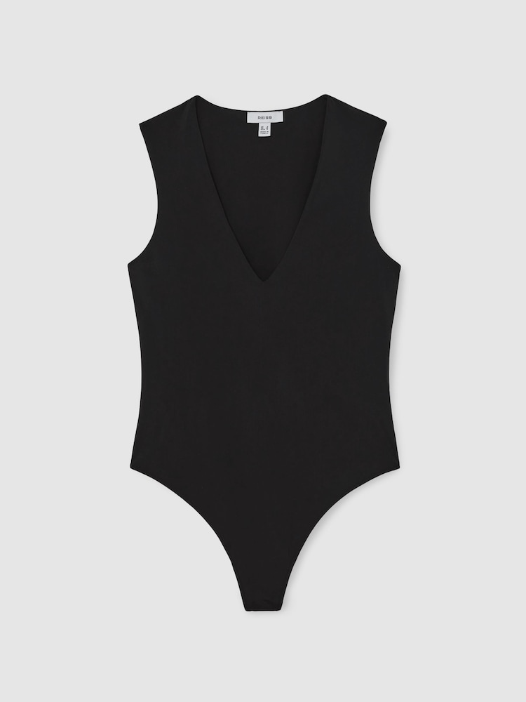 Reiss Black Wren V-Neck Sleeveless Bodysuit - Image 2 of 6