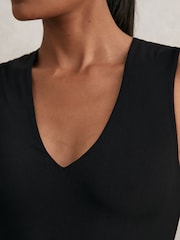Reiss Black Wren V-Neck Sleeveless Bodysuit - Image 4 of 6
