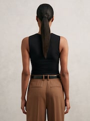 Reiss Black Wren V-Neck Sleeveless Bodysuit - Image 5 of 6