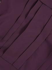 Reiss Burgundy Giselle Pleated Sheer-Sleeve Mini Dress - Image 7 of 7