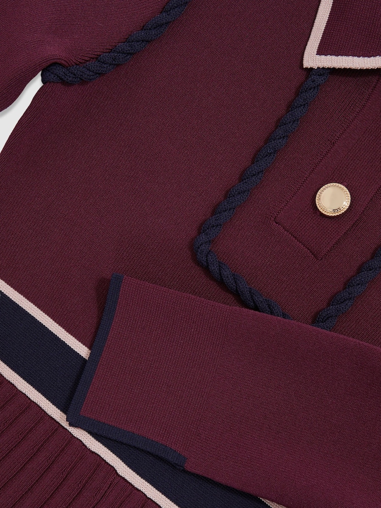 Reiss Berry Freya Piped Knitted Skater Dress - Image 4 of 4 Reiss Berry Freya Piped Knitted Skater Dress - Image 4 of 4
