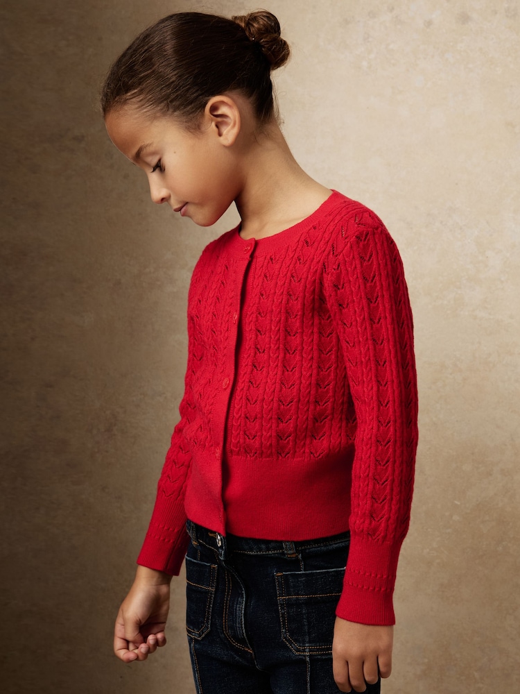Reiss Flo Wool-Cotton Pointelle Cardigan - Imagen 1 de 5