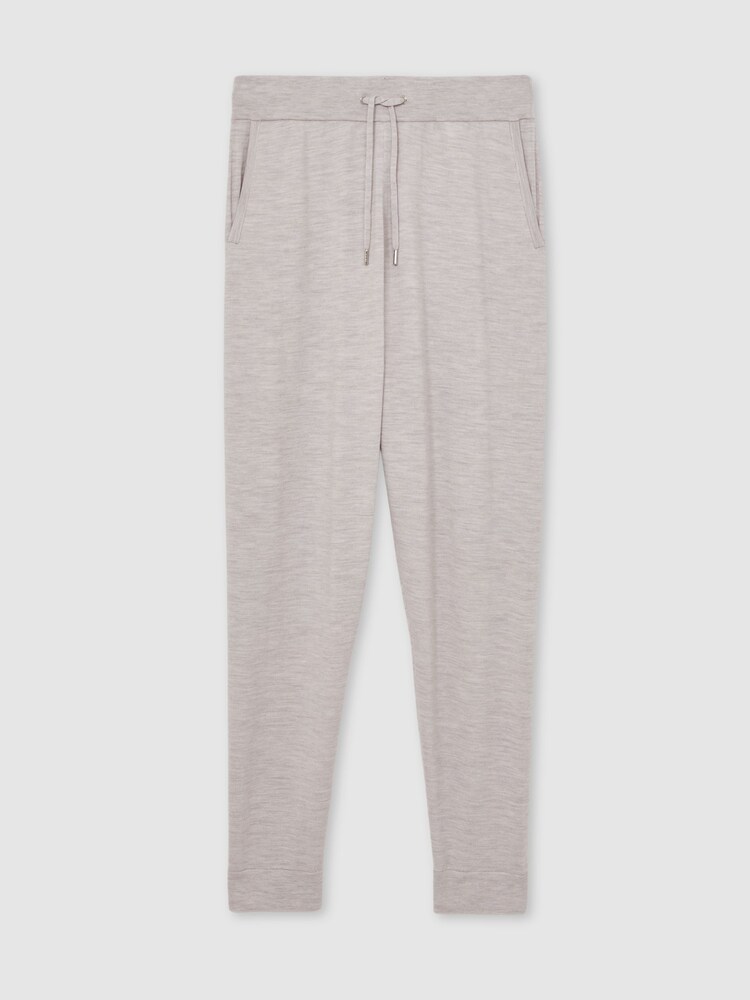 Reiss Wicker Brown Melange Billings Merino Wool Cuffed Joggers - Image 2 of 6