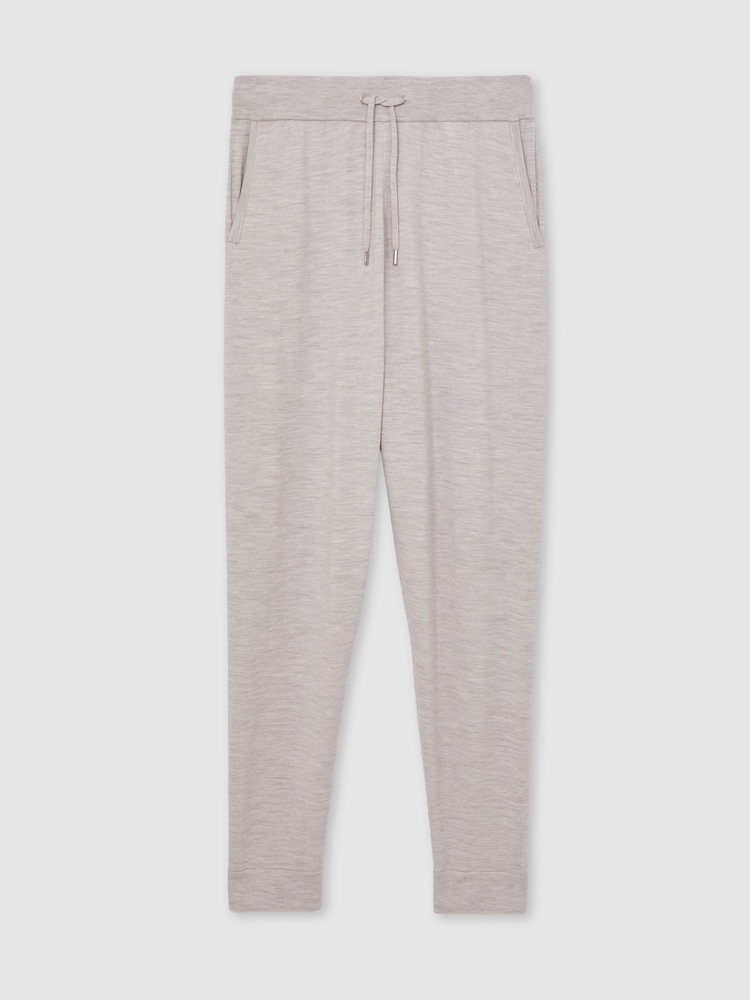 Reiss Wicker Brown Melange Billings Merino Wool Cuffed Joggers - Image 2 of 6 Reiss Wicker Brown Melange Billings Merino Wool Cuffed Joggers - Image 2 of 6