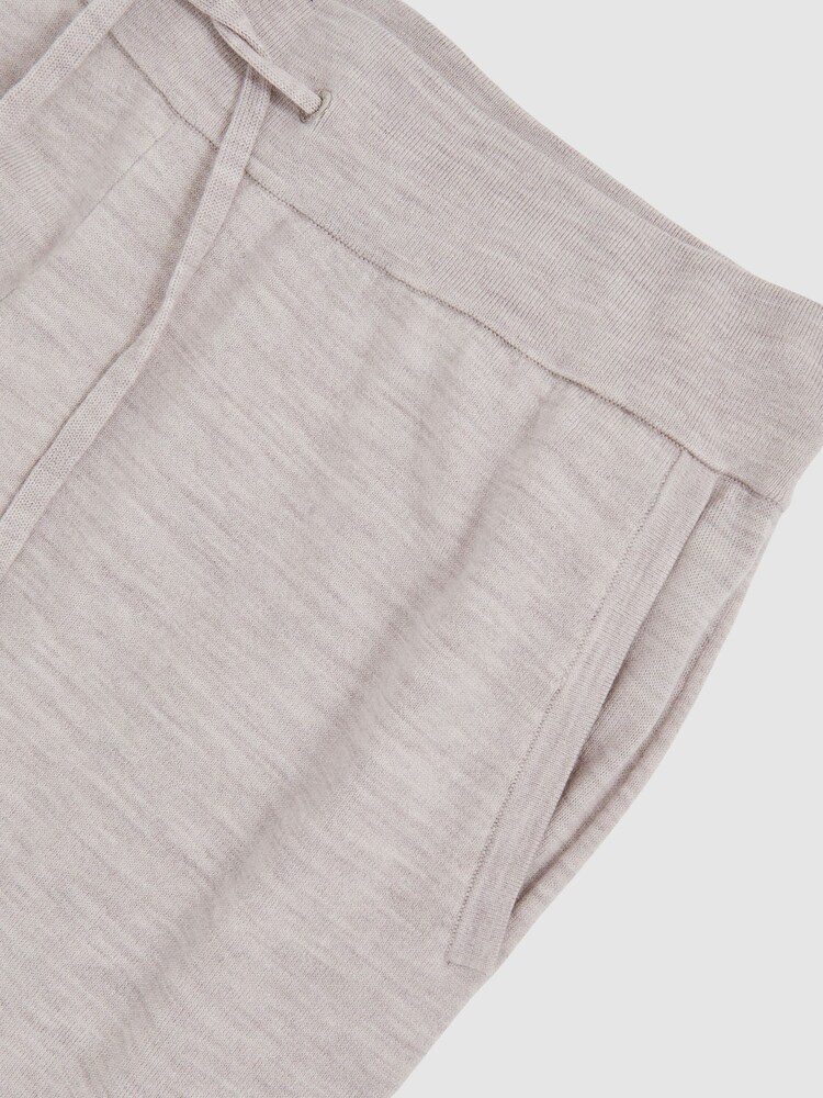 Reiss Wicker Brown Melange Billings Merino Wool Cuffed Joggers - Image 6 of 6