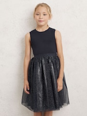 Reiss Navy Dahlia Knit-Bodice Tulle Dress - Image 1 of 4