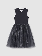 Reiss Navy Dahlia Knit-Bodice Tulle Dress - Image 2 of 4