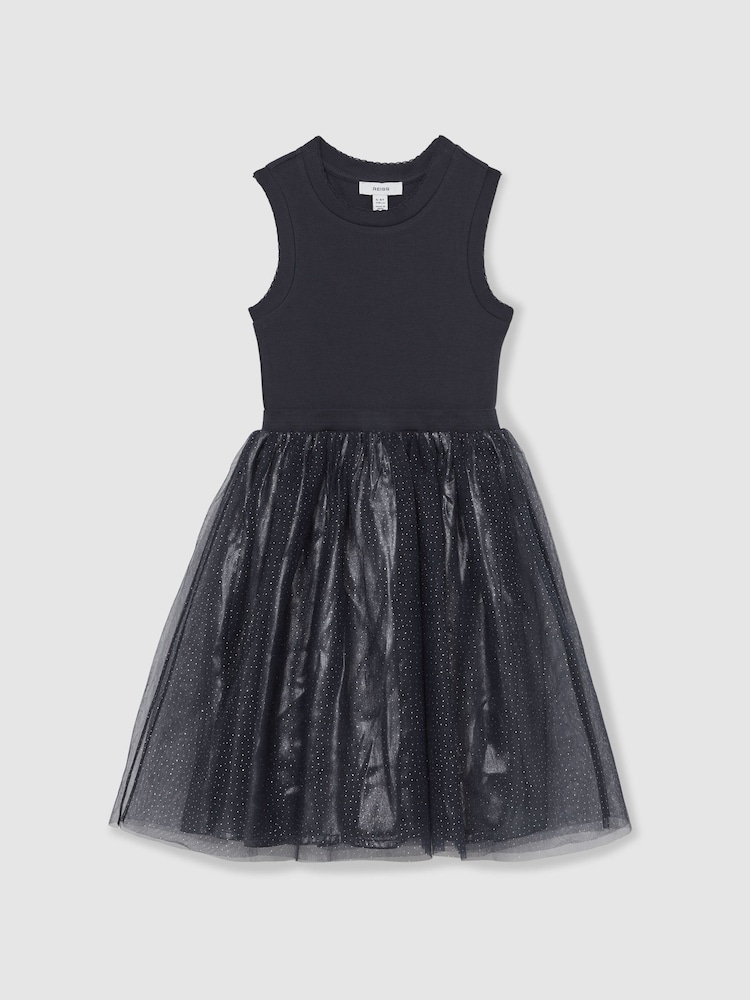 Reiss Navy Dahlia Knit-Bodice Tulle Dress - Image 2 of 4 Reiss Navy Dahlia Knit-Bodice Tulle Dress - Image 2 of 4