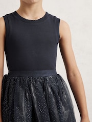 Reiss Navy Dahlia Knit-Bodice Tulle Dress - Image 3 of 4