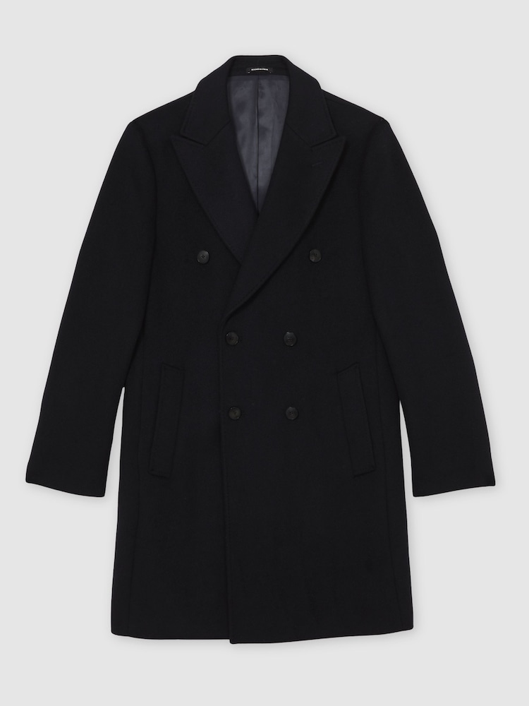 Reiss Navy Timpano Wool-Blend Double-Breasted Overcoat - Image 2 of 7