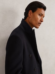 Reiss Navy Timpano Wool-Blend Double-Breasted Overcoat - Image 3 of 7