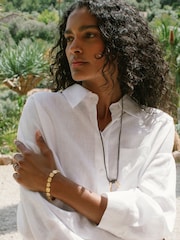 Reiss White Solena Linen Oversize Cropped Shirt - Image 4 of 9