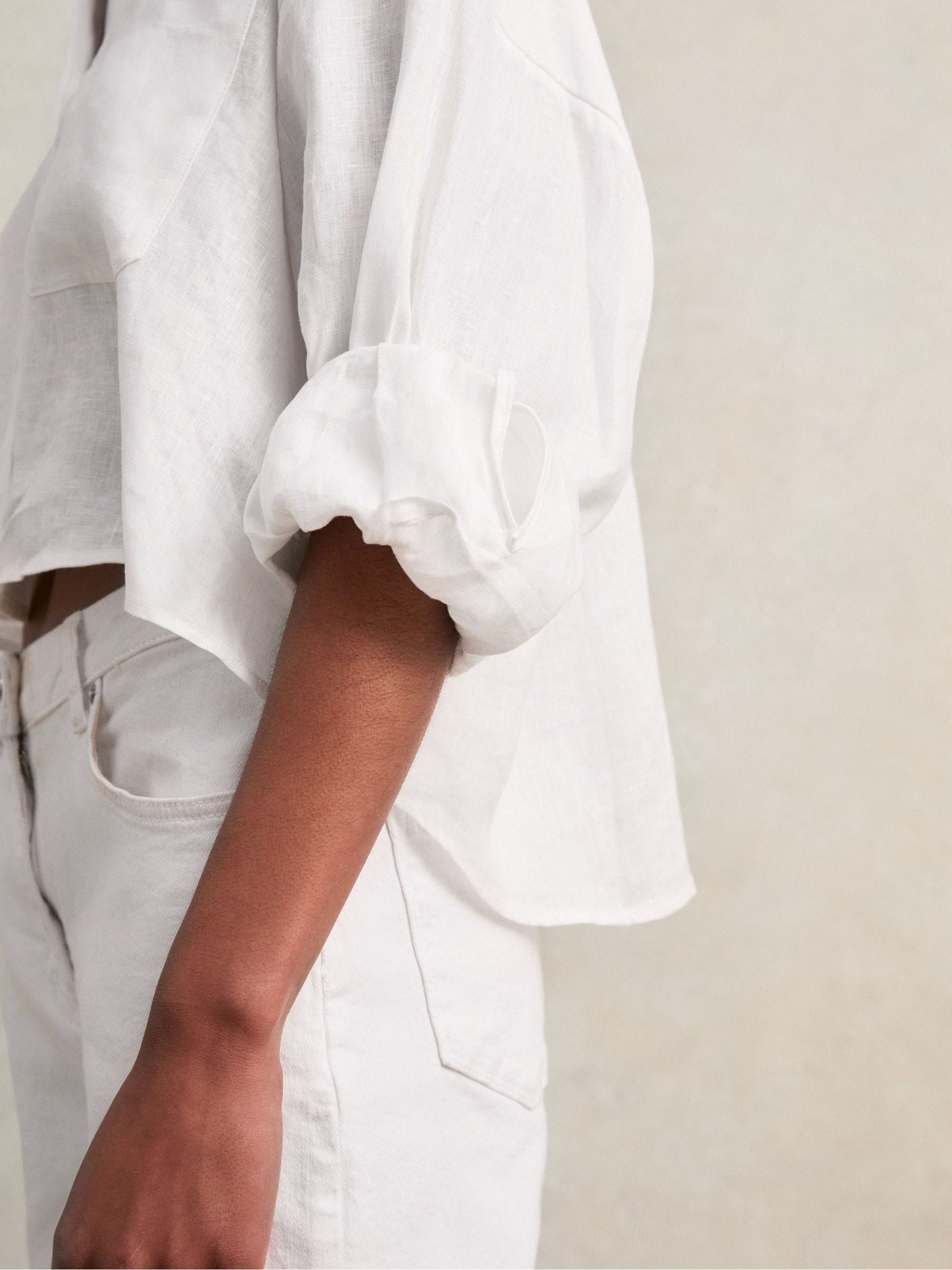 Buy Reiss White Solena Linen Oversize Cropped Shirt from Next USA