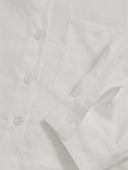 Reiss White Solena Linen Oversize Cropped Shirt - Image 9 of 9