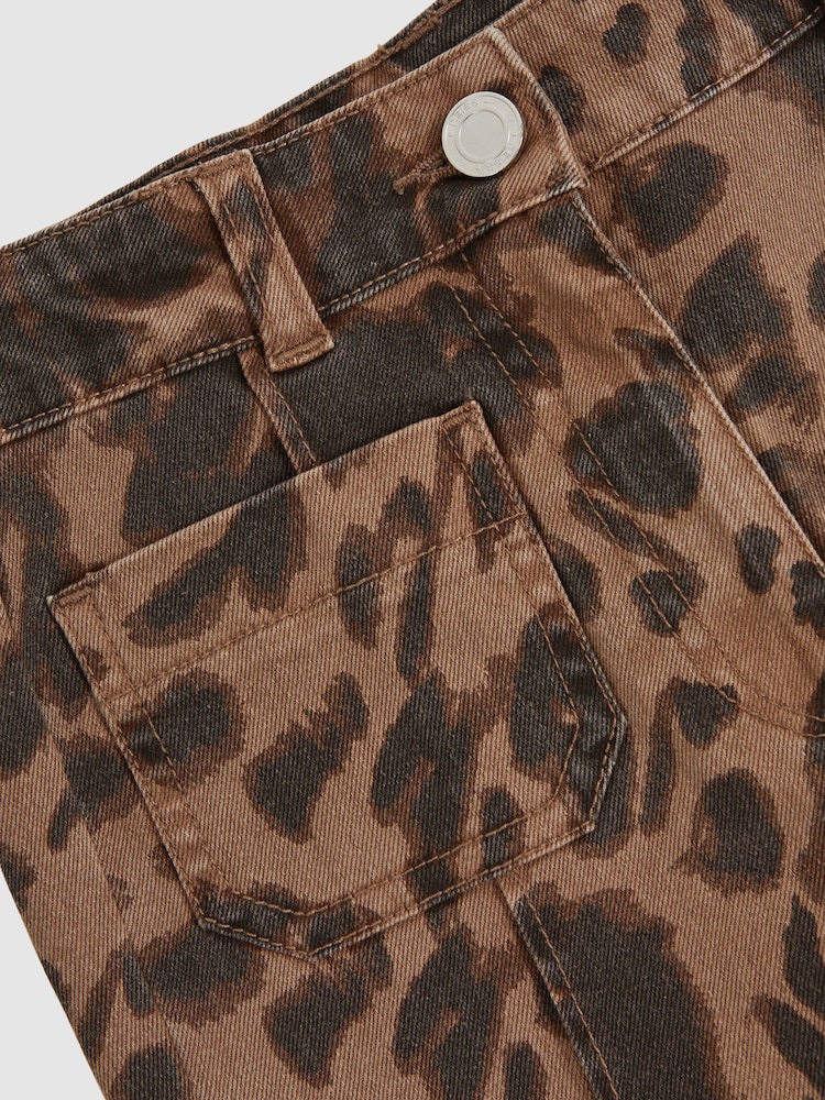 Reiss Brown Wilma Leopard-Print Flared Jeans - Image 4 of 4