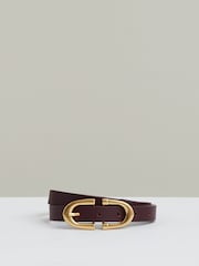 Reiss Burgundy Bailey Leather Horseshoe Buckle Belt - Image 1 of 4