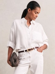 Reiss Burgundy Bailey Leather Horseshoe Buckle Belt - Image 2 of 4