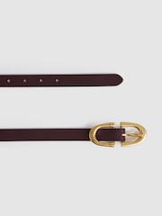 Reiss Burgundy Bailey Leather Horseshoe Buckle Belt - Image 3 of 4