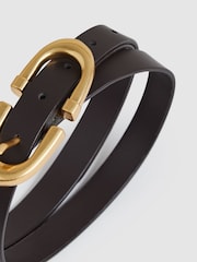 Reiss Chocolate Bailey Leather Horseshoe Buckle Belt - Image 3 of 3