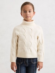 Reiss Ivory Sasha Wool Roll-Neck Cable-Knit Jumper - Image 1 of 5
