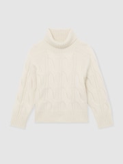 Reiss Ivory Sasha Wool Roll-Neck Cable-Knit Jumper - Image 2 of 5
