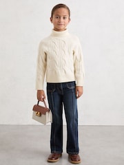 Reiss Ivory Sasha Wool Roll-Neck Cable-Knit Jumper - Image 3 of 5