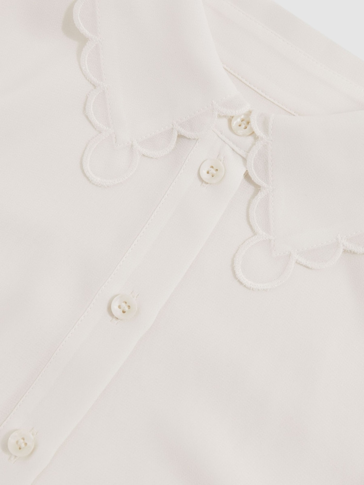 Reiss Ivory Elia Scallop-Edge Button-Through Shirt - Image 4 of 4 Reiss Ivory Elia Scallop-Edge Button-Through Shirt - Image 4 of 4