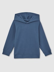 Reiss Ocean Blue Fabien Interlock Jersey Hoodie - Image 1 of 4