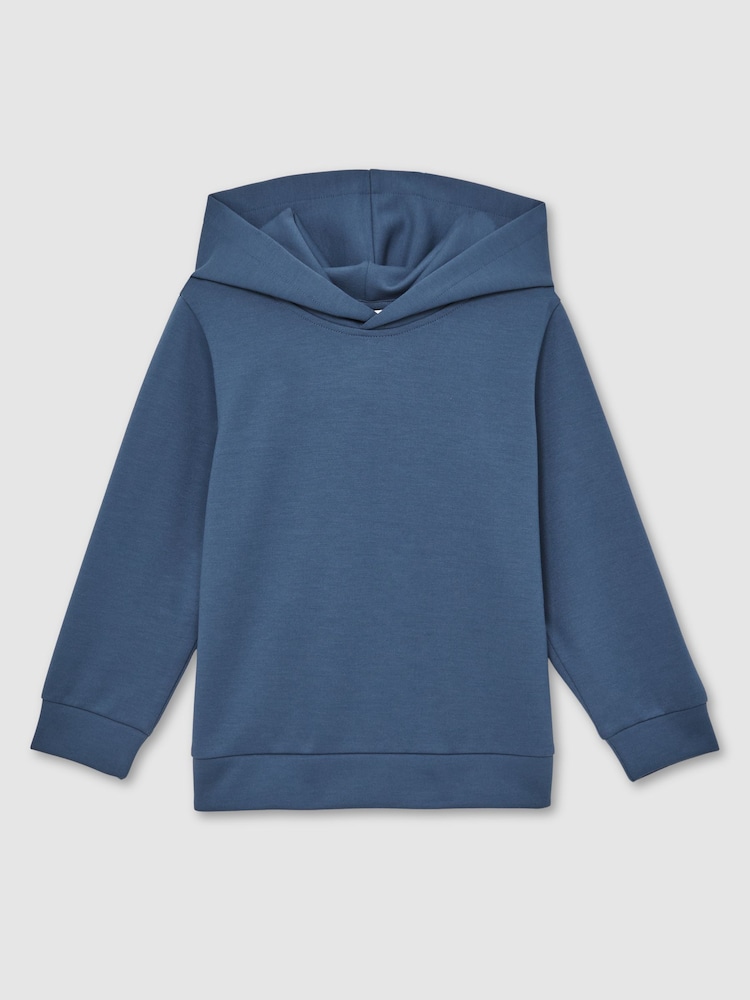 Reiss Ocean Blue Fabien Interlock Jersey Hoodie - Image 1 of 4