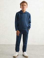 Reiss Ocean Blue Fabien Interlock Jersey Hoodie - Image 2 of 4