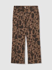 Reiss Brown Wilma Leopard-Print Flared Jeans - Image 2 of 4