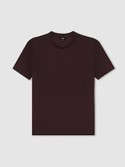 Reiss Cherry Red Bradley Interlock Jersey Crew Neck T-Shirt - Image 2 of 6