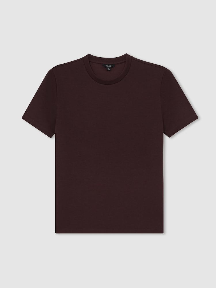 Reiss Cherry Red Bradley Interlock Jersey Crew Neck T-Shirt - Image 2 of 6