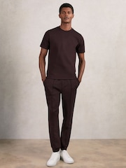 Reiss Cherry Red Bradley Interlock Jersey Crew Neck T-Shirt - Image 3 of 6