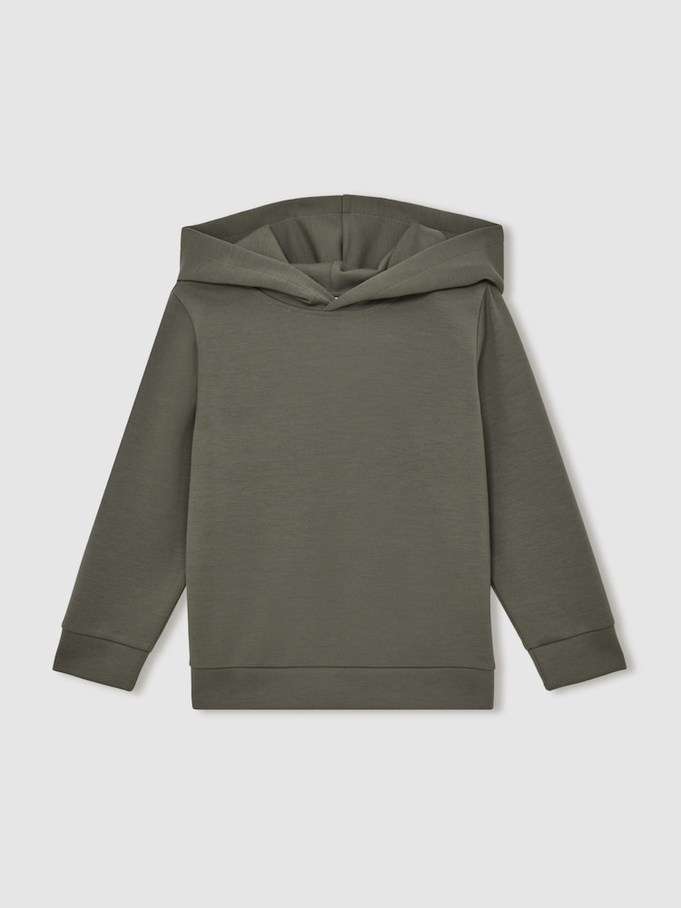 Reiss Dark Sage Fabien Interlock Jersey Hoodie - Image 1 of 4