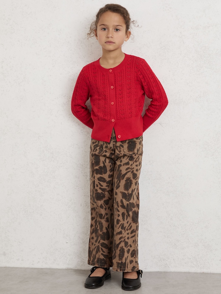 Reiss Brown Wilma Leopard-Print Flared Jeans - Image 2 of 4