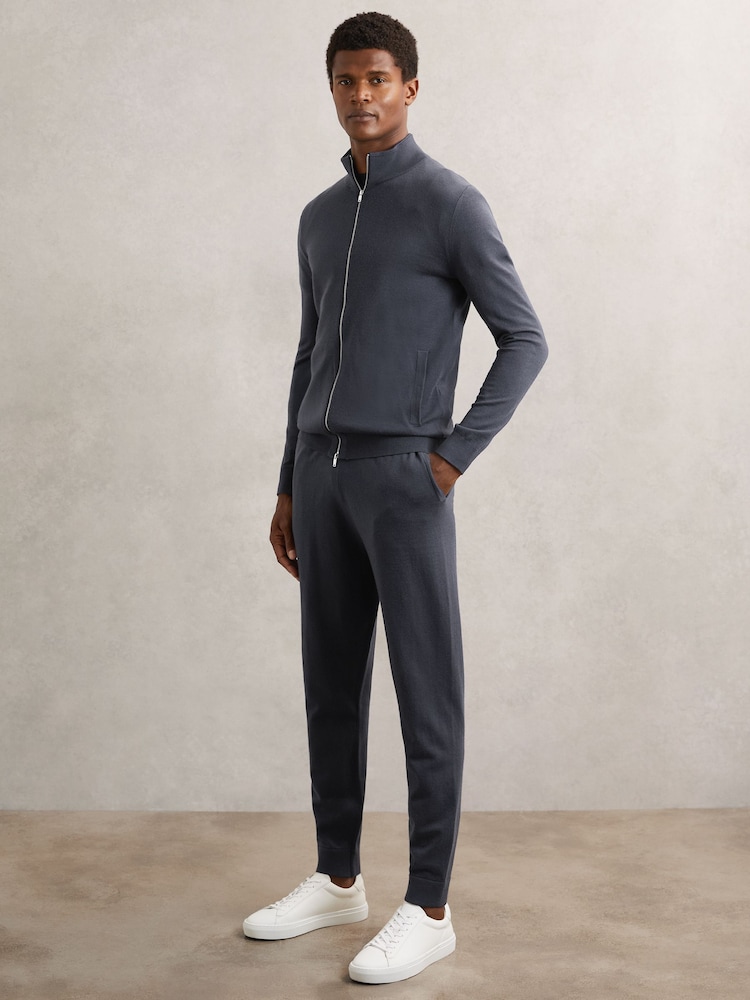 Reiss Midnight Navy Billings Merino Wool Cuffed Joggers - Image 1 of 7