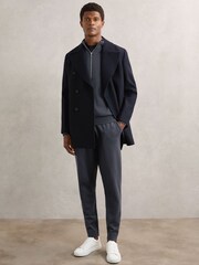 Reiss Midnight Navy Billings Merino Wool Cuffed Joggers - Image 6 of 7