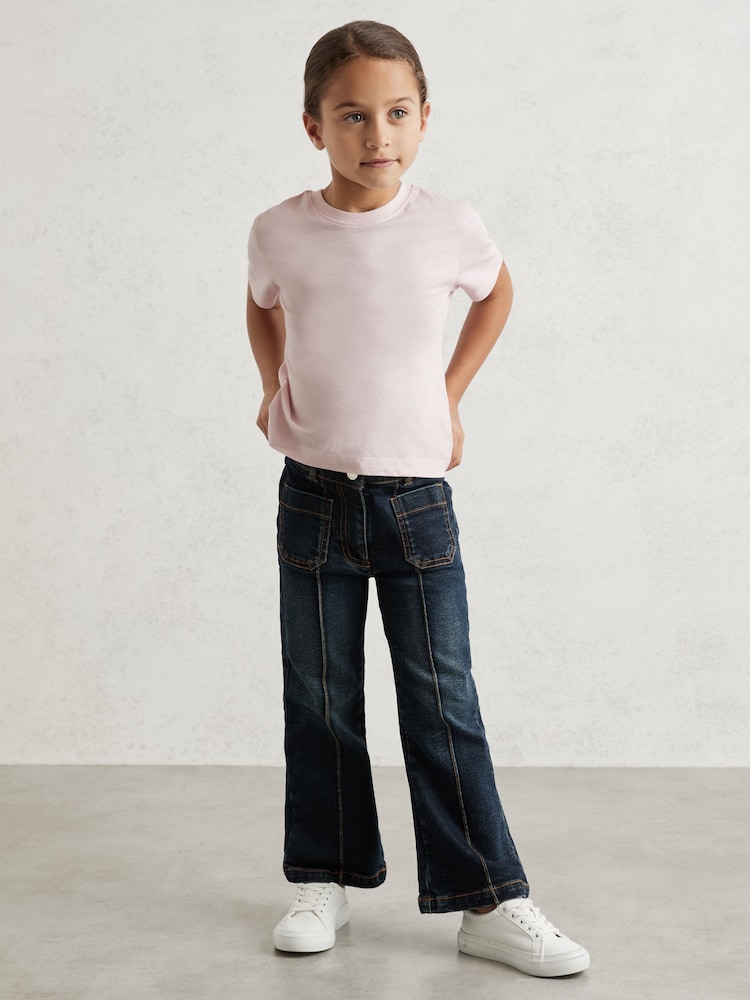 Reiss Pink Belle Cotton Crew Neck T-Shirt - Image 1 of 4