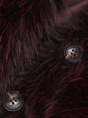 Reiss Burgundy Marco Faux-Fur Coat - Image 4 of 4