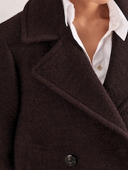 Reiss Burgundy Addie Wool-Blend Double-Breasted Short Coat - Image 5 of 7