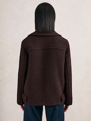 Reiss Burgundy Addie Wool-Blend Double-Breasted Short Coat - Image 6 of 7