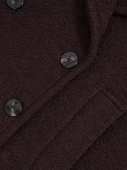 Reiss Burgundy Addie Wool-Blend Double-Breasted Short Coat - Image 7 of 7