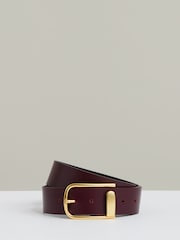 Reiss Burgundy Iyla Leather Half Keeper Belt - Image 1 of 2