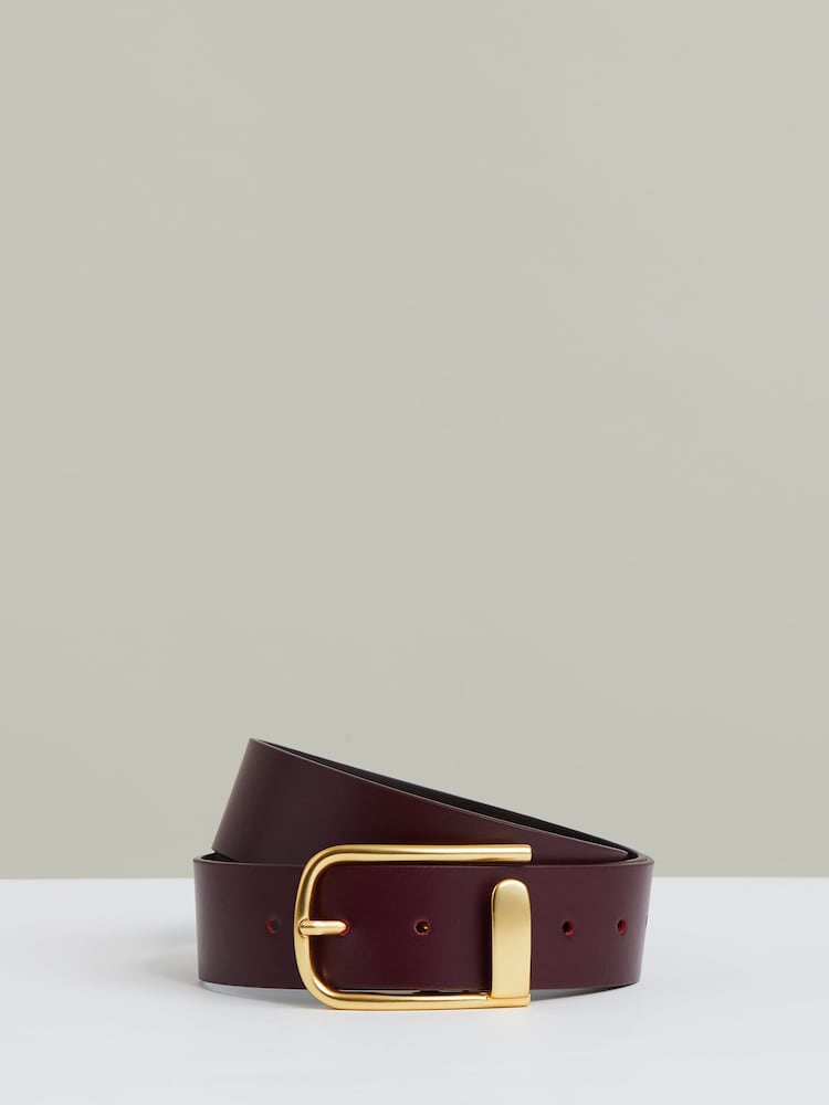 Reiss Burgundy Iyla Leather Half Keeper Belt - Image 1 of 2